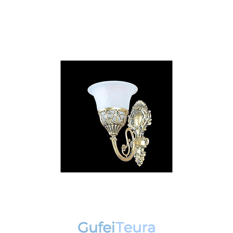 פמוטי קיר ברונזה מנורות Moire Glass אירופאי רטרו קלאסי 220V