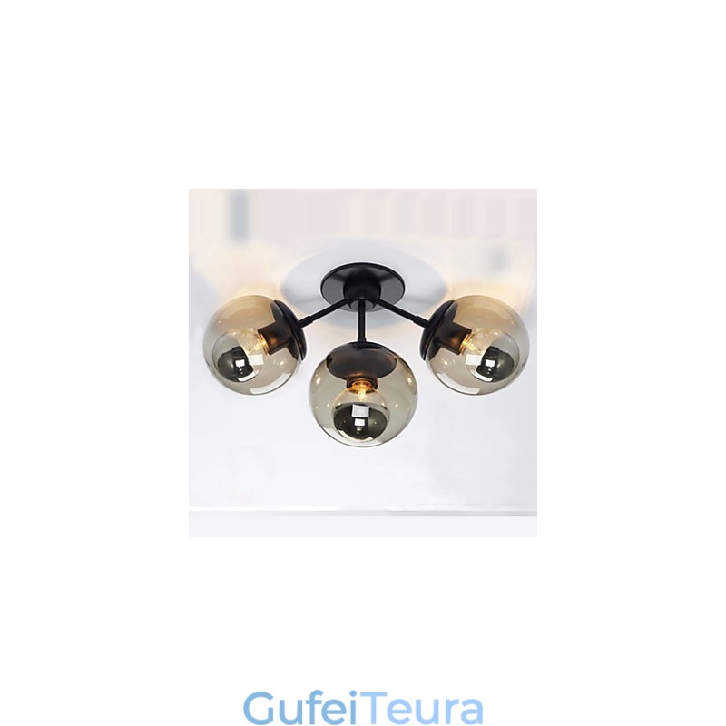 פמוטי קיר כדור זכוכית 3אורות חיצוני קיר מקורה אורותל כפרי לודג' מתכת