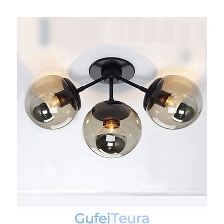 פמוטי קיר כדור זכוכית 3אורות חיצוני קיר מקורה אורותל כפרי לודג' מתכת