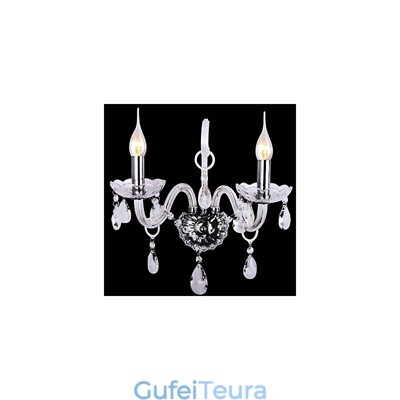 מנורות קיר קריסטל מודרניות עם 2 נורות בתכונת נרות