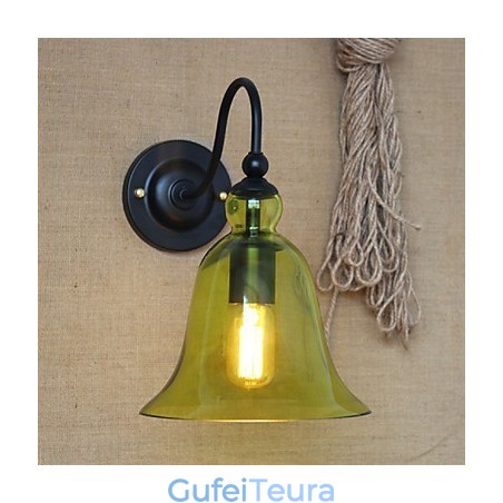 כפרי אמריקאי מינימליסטי זכוכית כחולה דקורטיבית מנורת קיר מסדרון סלון