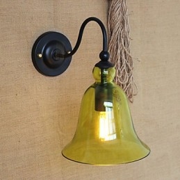 כפרי אמריקאי מינימליסטי זכוכית כחולה דקורטיבית מנורת קיר מסדרון סלון