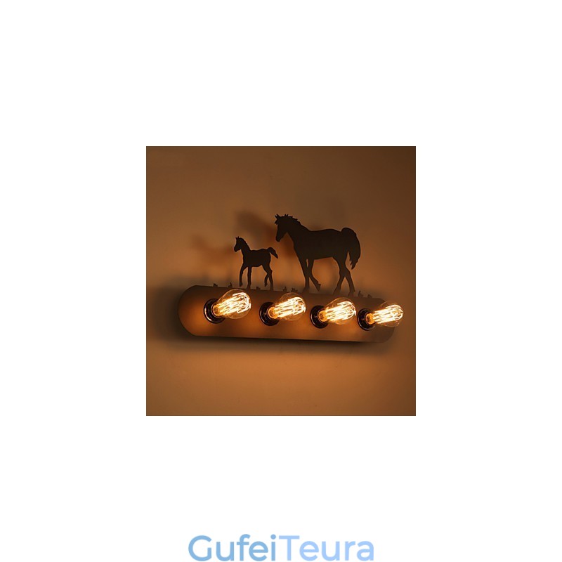 אמריקן וילג' פסטורלי LOFT בסגנון חדר שינה מעבר ברזל רטרו מנורות קיר סוס פראי משלוח חינם