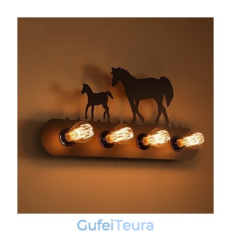 אמריקן וילג' פסטורלי LOFT בסגנון חדר שינה מעבר ברזל רטרו מנורות קיר סוס פראי משלוח חינם