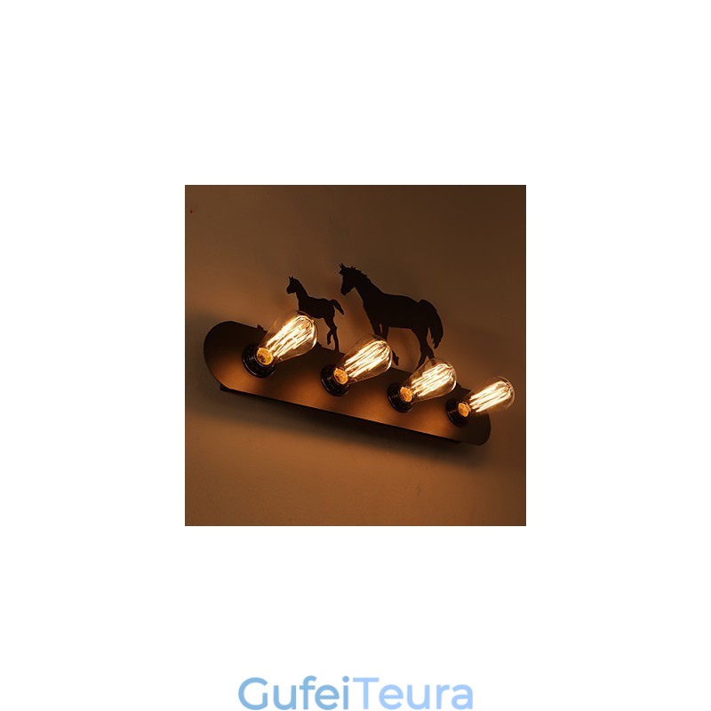 אמריקן וילג' פסטורלי LOFT בסגנון חדר שינה מעבר ברזל רטרו מנורות קיר סוס פראי משלוח חינם