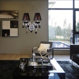 אור קיר קריסטל עם 2 נורות בגוון בד