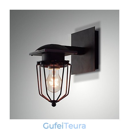 מנורות קיר מחושל רטרו ראש יחיד מנורת קיר עתיקה מנורת זכרונות לופט אמריקאי ברזל וינטג' מנורת קיר כלובים קטנים