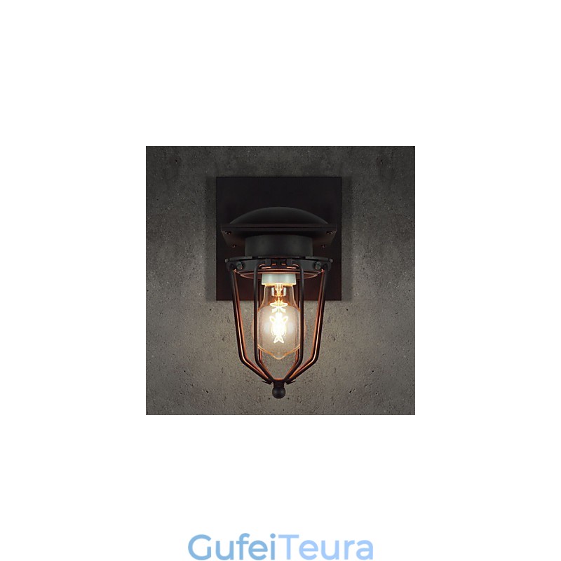 מנורות קיר מחושל רטרו ראש יחיד מנורת קיר עתיקה מנורת זכרונות לופט אמריקאי ברזל וינטג' מנורת קיר כלובים קטנים