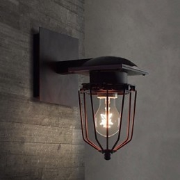 מנורות קיר מחושל רטרו ראש יחיד מנורת קיר עתיקה מנורת זכרונות לופט אמריקאי ברזל וינטג' מנורת קיר כלובים קטנים