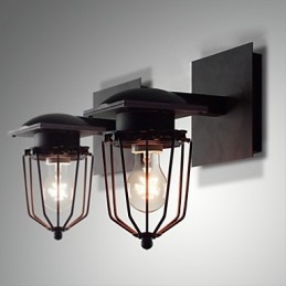 מנורות קיר מחושל רטרו ראש יחיד מנורת קיר עתיקה מנורת זכרונות לופט אמריקאי ברזל וינטג' מנורת קיר כלובים קטנים