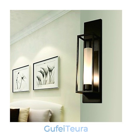 אורות קיר פמוטים קיר כפרי לודג' מתכת חדר אוכל חדר שינה חדר קריאה מתכת+זכוכית