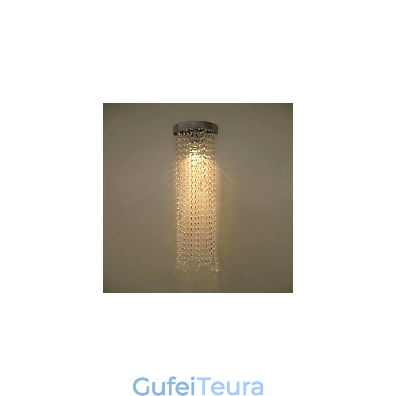 פנס קיר 50W MR16 בגימור כרום עם שרשראות קריסטל