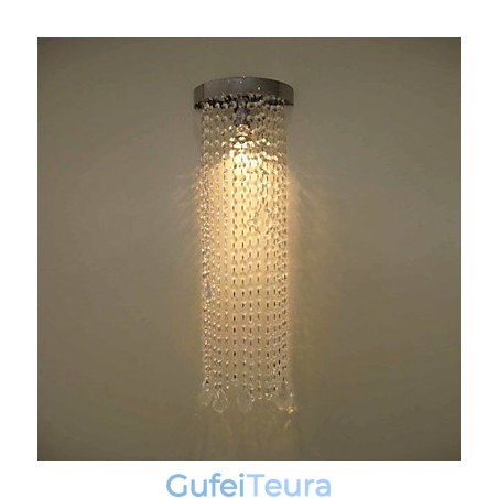 פנס קיר 50W MR16 בגימור כרום עם שרשראות קריסטל