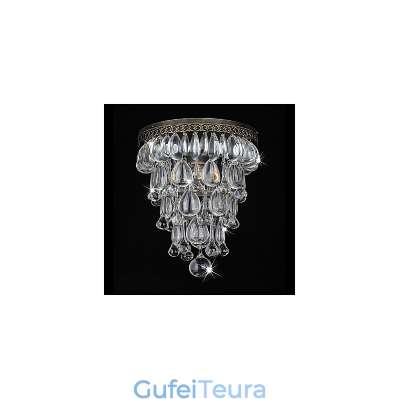 אורות קיר ירוקים עתיקים עם תליוני חרוזי קריסטל