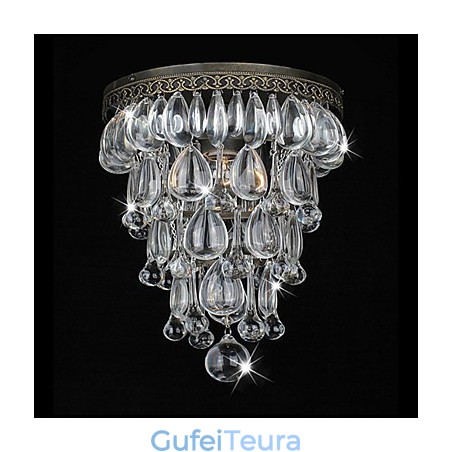 אורות קיר ירוקים עתיקים עם תליוני חרוזי קריסטל