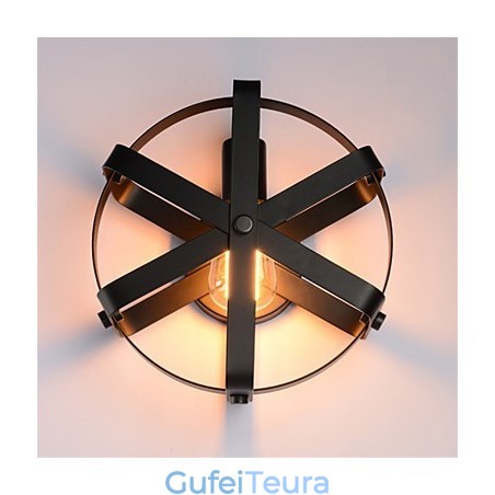 חדש בסגנון וינטג' תעשייתי עגול פמוט קיר מרפסת כניסה לופט מסדרון חדר שינה מנורת קיר