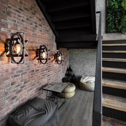 חדש בסגנון וינטג' תעשייתי עגול פמוט קיר מרפסת כניסה לופט מסדרון חדר שינה מנורת קיר