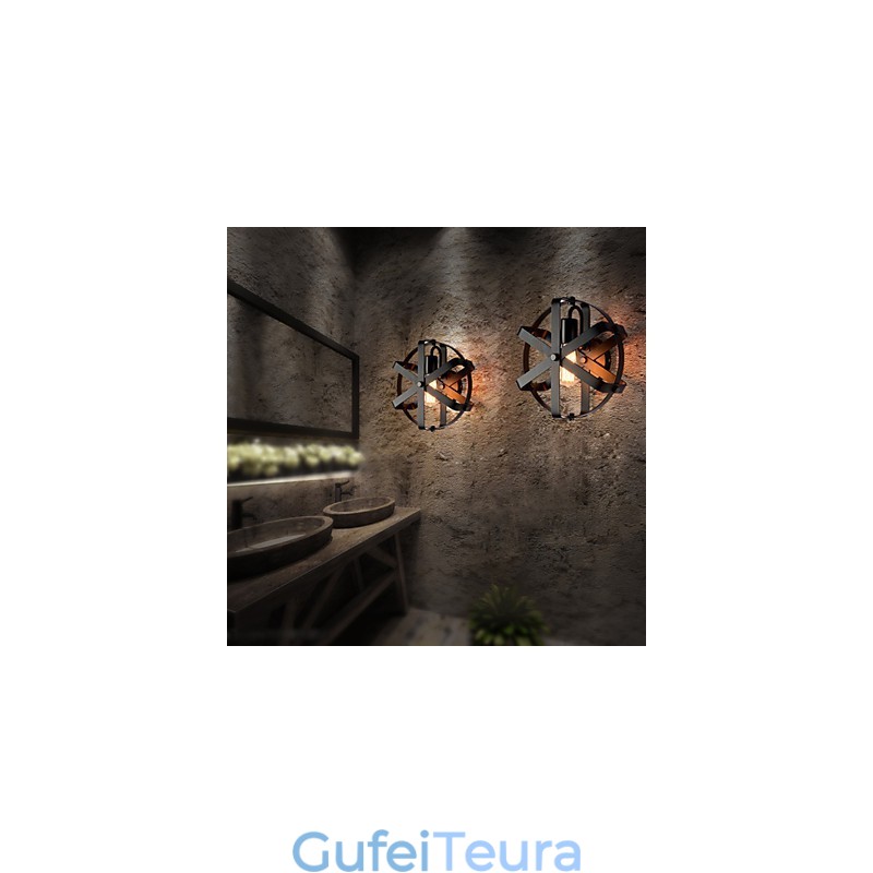 חדש בסגנון וינטג' תעשייתי עגול פמוט קיר מרפסת כניסה לופט מסדרון חדר שינה מנורת קיר