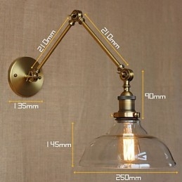 מנורת מעצבים בסגנון LOFT מודרנית זכוכית ברונזה בית קפה מנורת קיר דקורטיבית