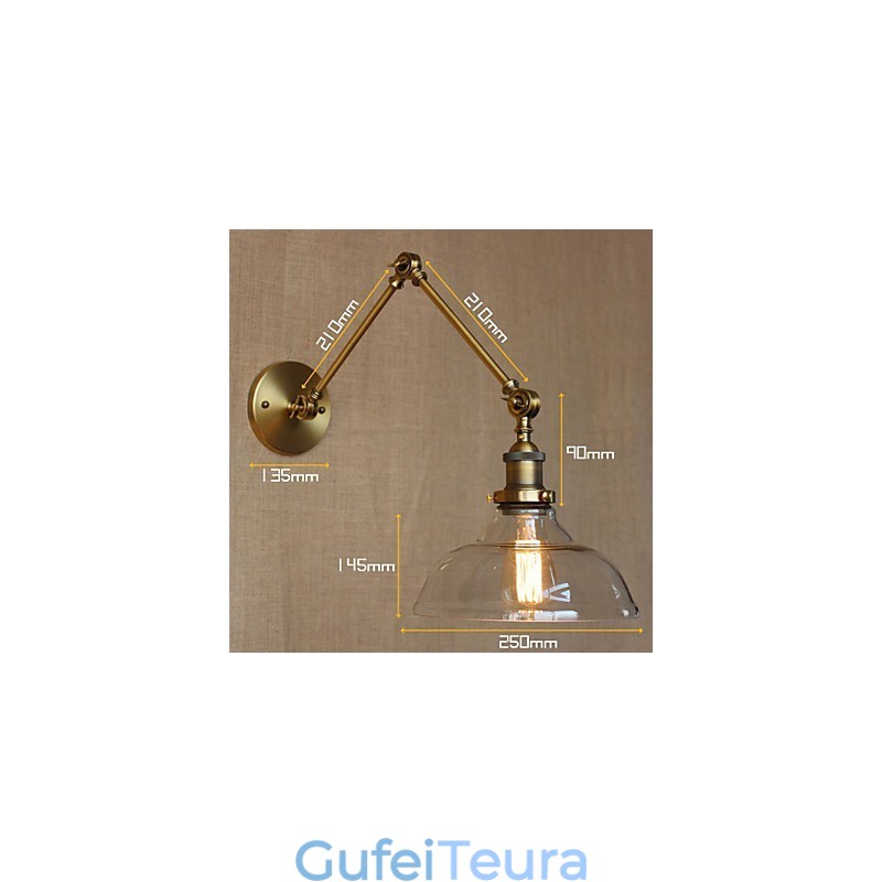מנורת מעצבים בסגנון LOFT מודרנית זכוכית ברונזה בית קפה מנורת קיר דקורטיבית