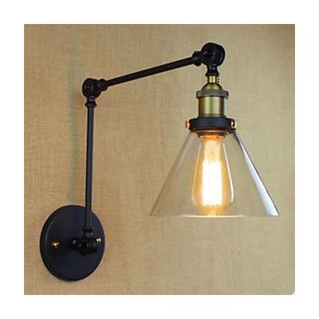 שחור מטומטם שחזור דרכים עתיקות מסעדה כפרית בית קפה קישוט מנורת קיר זכוכית