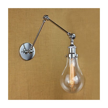 מנורת קיר רטרו טלסקופית מזכוכית כרום