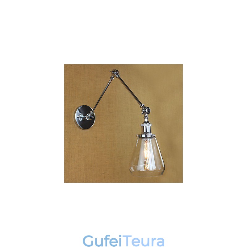 מנורת קיר רטרו טלסקופית מזכוכית כרום