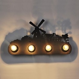 4 אורות אמריקן וילג' פסטורלי LOFT בסגנון חדר שינה מעבר ברזל מנורות קיר רטרו