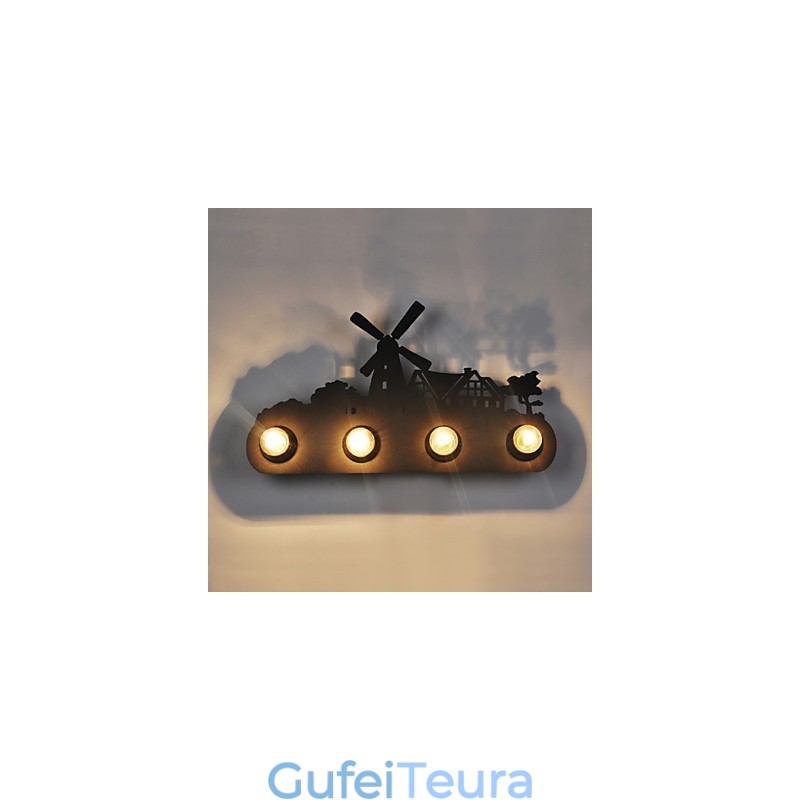 4 אורות אמריקן וילג' פסטורלי LOFT בסגנון חדר שינה מעבר ברזל מנורות קיר רטרו