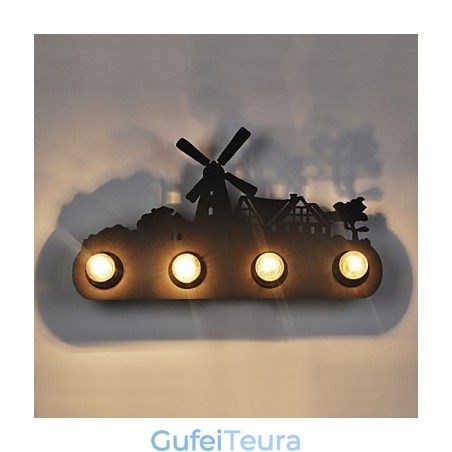 4 אורות אמריקן וילג' פסטורלי LOFT בסגנון חדר שינה מעבר ברזל מנורות קיר רטרו