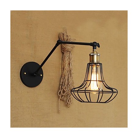 פמוטי קיר אורות נדנדה קריאה מנורות קיר מיני סטייל כפרי לודג' מתכת