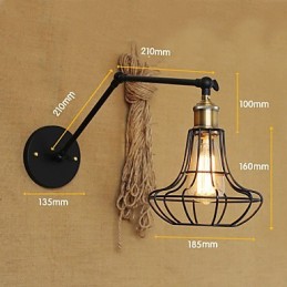 פמוטי קיר אורות נדנדה קריאה מנורות קיר מיני סטייל כפרי לודג' מתכת