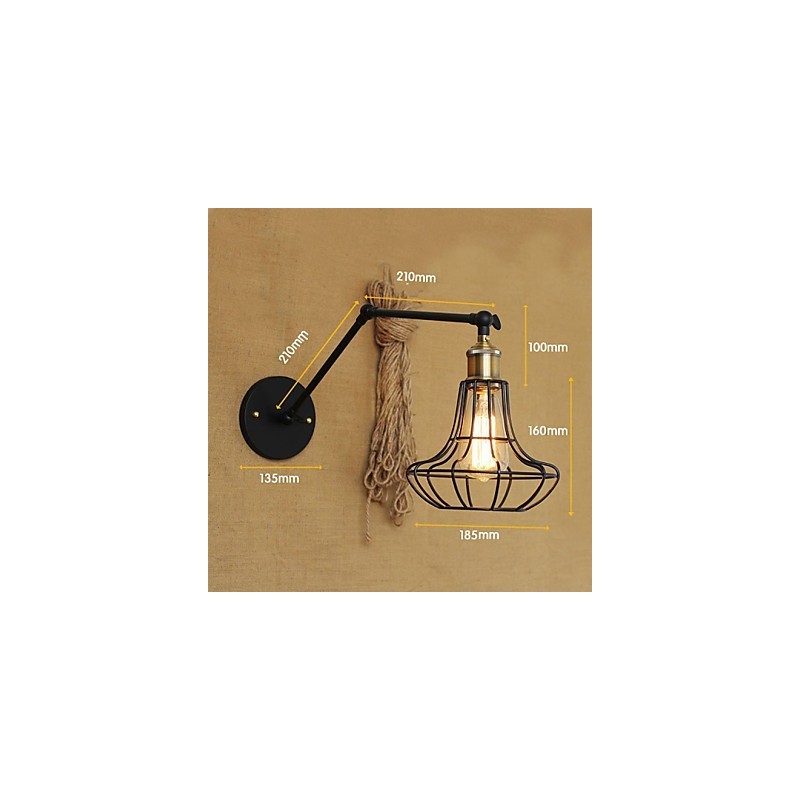 פמוטי קיר אורות נדנדה קריאה מנורות קיר מיני סטייל כפרי לודג' מתכת