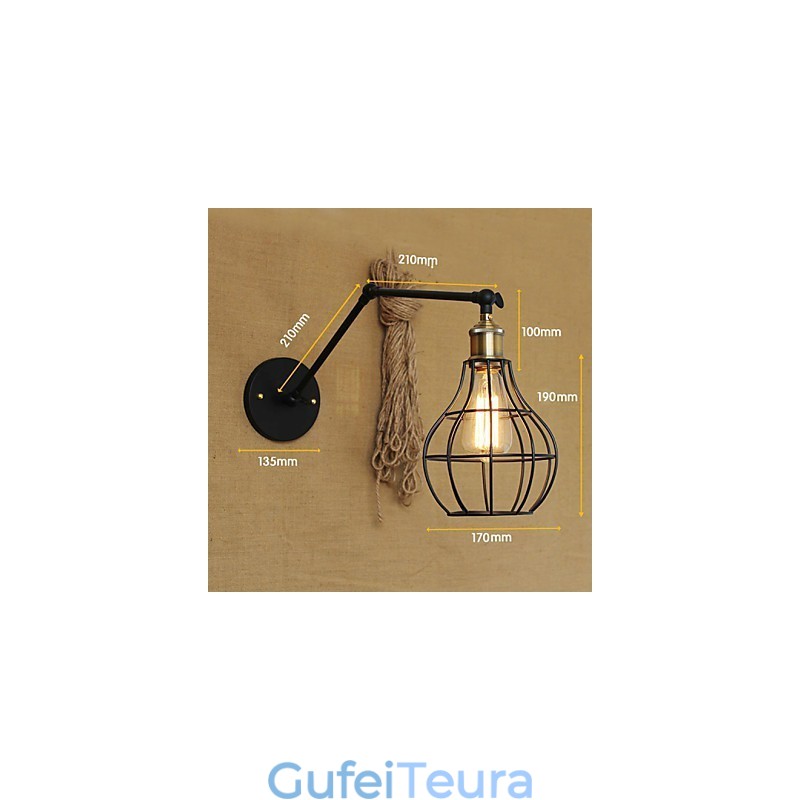 פמוטי קיר אורות נדנדה קריאה מנורות קיר מיני סטייל כפרי לודג' מתכת