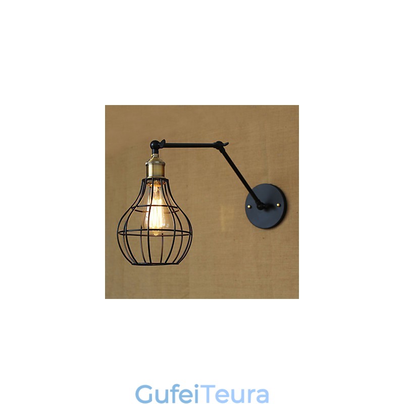 פמוטי קיר אורות נדנדה קריאה מנורות קיר מיני סטייל כפרי לודג' מתכת