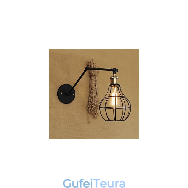 פמוטי קיר אורות נדנדה קריאה מנורות קיר מיני סטייל כפרי לודג' מתכת