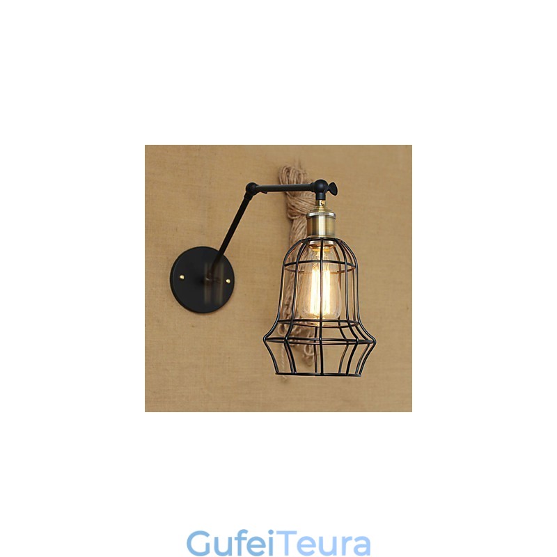 פמוטי קיר אורות נדנדה קריאה מנורות קיר מיני סטייל כפרי לודג' מתכת