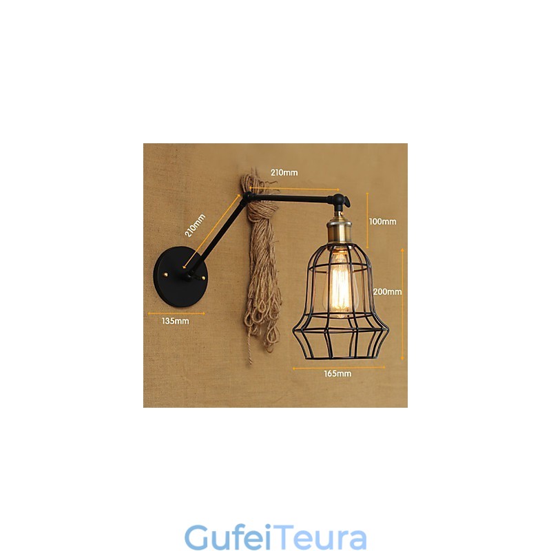 פמוטי קיר אורות נדנדה קריאה מנורות קיר מיני סטייל כפרי לודג' מתכת