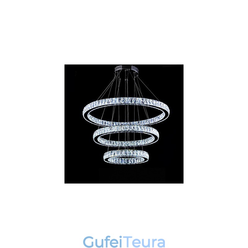 אור תליון קריסטל תאורה מודרנית שלוש טבעות D406080 K9 גופי תאורה תקרת קריסטל גדולים