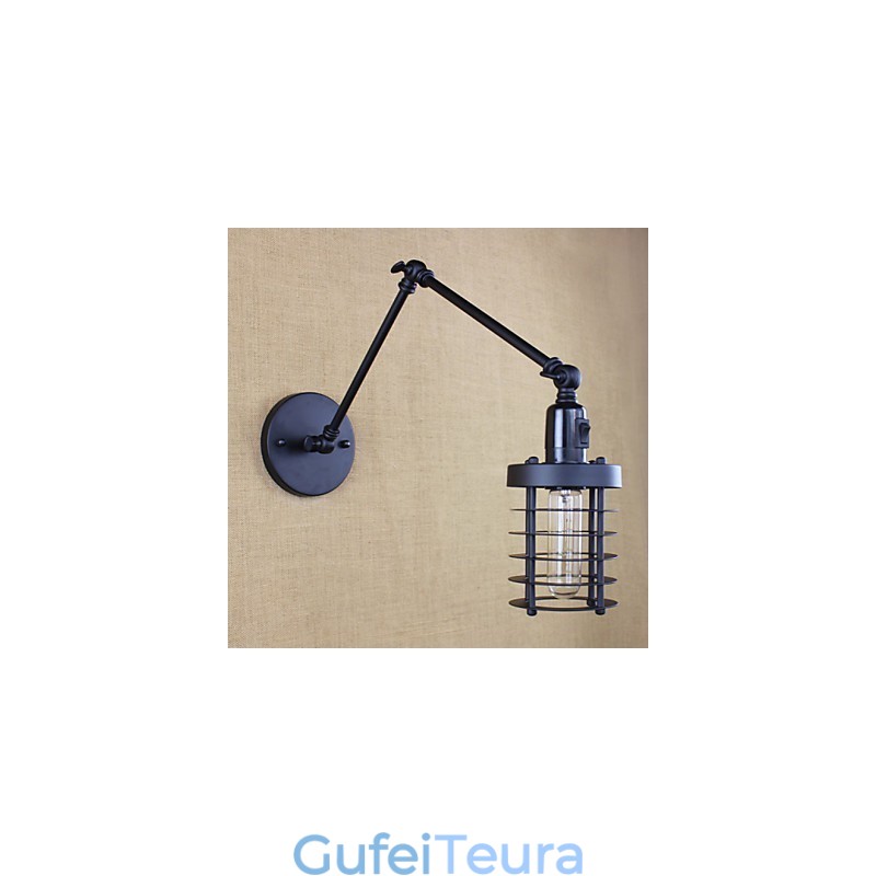 סגנון מיטה מלון Eestaurant פרויקט ברזל זרוע כפולה רטרו וינטג' מתג מנורת קיר חגורה שחורה