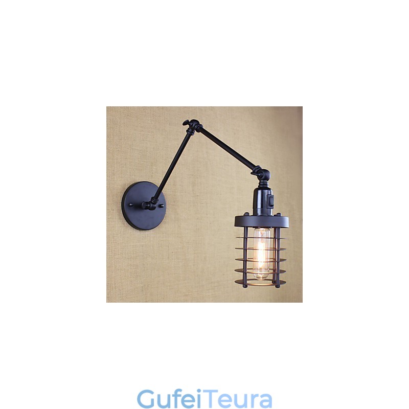 סגנון מיטה מלון Eestaurant פרויקט ברזל זרוע כפולה רטרו וינטג' מתג מנורת קיר חגורה שחורה