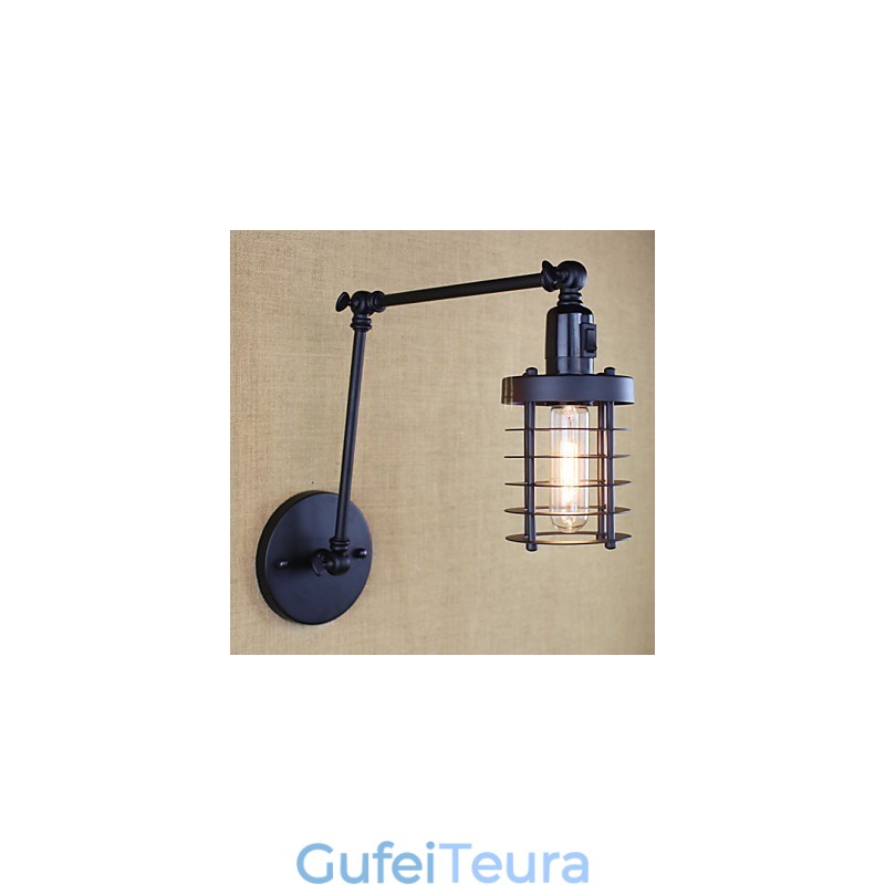 סגנון מיטה מלון Eestaurant פרויקט ברזל זרוע כפולה רטרו וינטג' מתג מנורת קיר חגורה שחורה