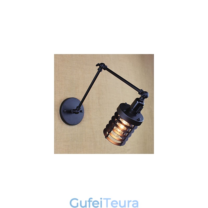 סגנון מיטה מלון Eestaurant פרויקט ברזל זרוע כפולה רטרו וינטג' מתג מנורת קיר חגורה שחורה