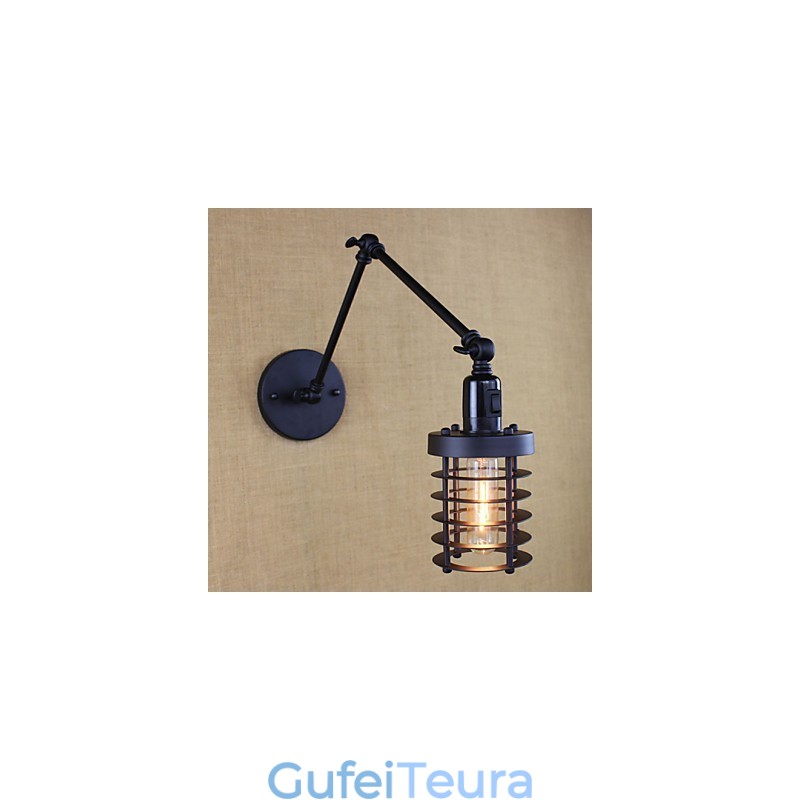 סגנון מיטה מלון Eestaurant פרויקט ברזל זרוע כפולה רטרו וינטג' מתג מנורת קיר חגורה שחורה