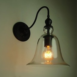 מנורת קיר וינטג' One Light פלדה וזכוכית