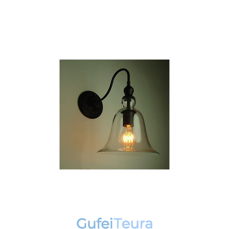 מנורת קיר וינטג' One Light פלדה וזכוכית