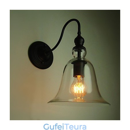 מנורת קיר וינטג' One Light פלדה וזכוכית