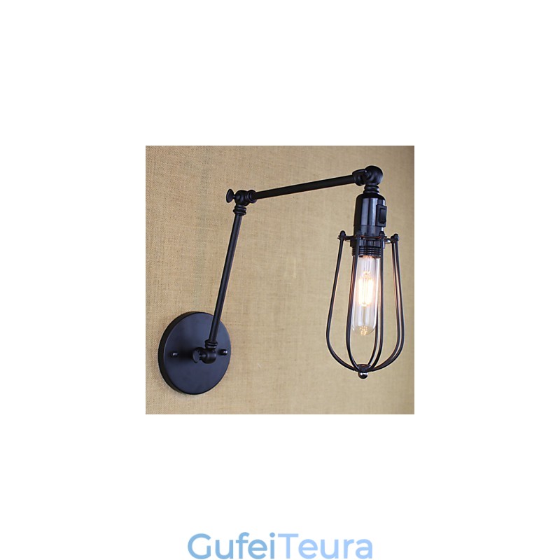 סגנון מיטה מלון Eestaurant פרויקט ברזל זרוע כפולה רטרו וינטג' מתג מנורת קיר חגורה שחורה