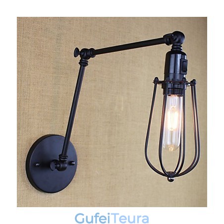 סגנון מיטה מלון Eestaurant פרויקט ברזל זרוע כפולה רטרו וינטג' מתג מנורת קיר חגורה שחורה