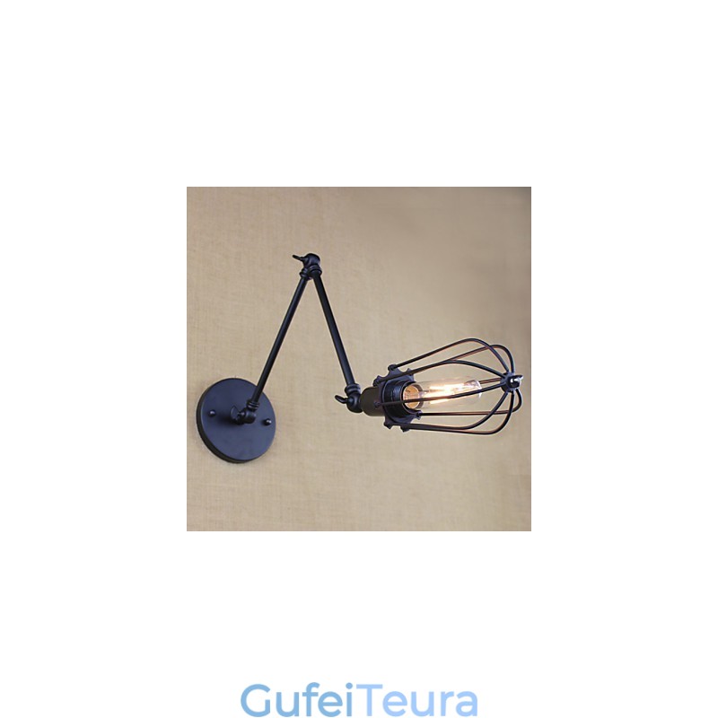 סגנון מיטה מלון Eestaurant פרויקט ברזל זרוע כפולה רטרו וינטג' מתג מנורת קיר חגורה שחורה